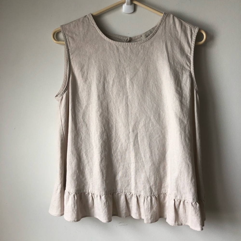 Charlie Paige Cream Ruffle Hem Sleeveless Blouse